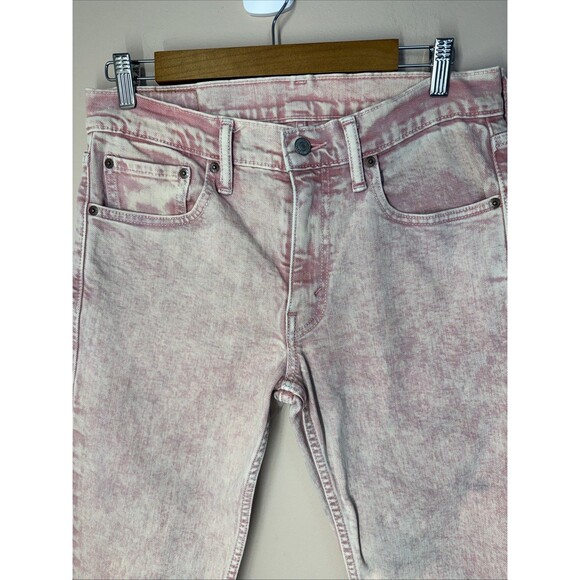 Levis Jeans Mens 33x30 Pink Cream 511 Slim Acid Wash Denim Pants Retro 80s - Picture 2 of 12